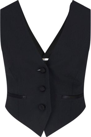 Dondup Black Bistretch Canvas V-Neck Vest