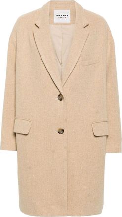 Isabel Marant Limiza coat - women - Polyamide/Cotton/Recycled Wool/Cupro/Other fibres/Viscose - 40 - Brown