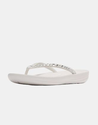 FitFlop Womens FitFlop Womens iQushion Multi-Crystal Ergonomic Flip-Flops - Urban White 194 - Size: 7