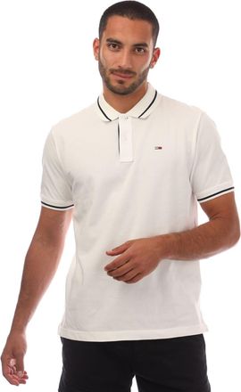 Tommy Jeans Heren Tommy Jeans Regular Fit Tipped Polo Shirt in Wit