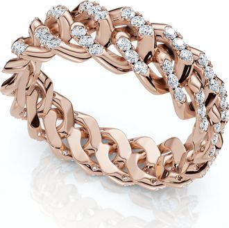 Pompeii3 Mens Braided Cuban Diamond Ring 14k Gold Lab Grown