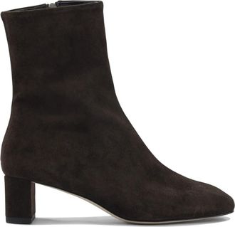 Aeyde Bruine Enkellaarzen Minimalistische Stijl - Dames - Laarzen met Hak - Bruin - 40 EU - Su&egrave;de - Schoenen