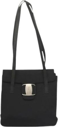 Ferragamo Pre-owned Shoulder Bags, female, Black, Size: ONE SIZE Pre-owned Canvas handbags