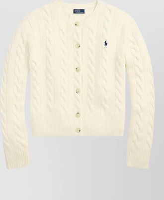 Ralph Lauren cable knit logo cardigan front buttons