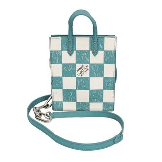 Louis Vuitton Sac Plat Limited Edition Marque Deposee Damier Giant Turquoise Canvas Handbag (Pre-Owned)