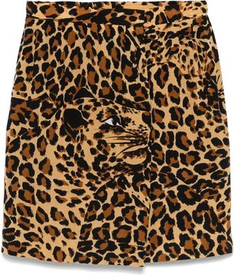 Saint Laurent leopard-print mini skirt - women - Fabric - 36 - Brown