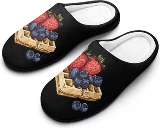 Generic Stawberry Strawberries Sweet Food Womens Slippers Warm House Slippers Indoor House Shoes with Anti-Skid Rubber Sole