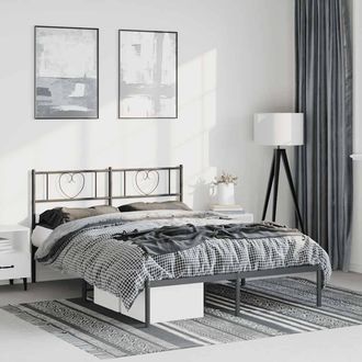 vidaXL Estructura Cama Sin Colch&oacute;n Con Cabecero Metal Negro 150x200 Cm Vidaxl