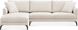 Castlery Lena Chaise Sectional Sofa Left Facing Customized, (Performance Boucle) Cream, Matte Black Legs, Castlery, Spill Resistant, Removable Covers for Sofas