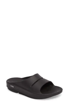 Oofos Gender Inclusive OOahh Slide Sandal in Black at Nordstrom, Size 10 Womens