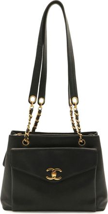 Chanel Black Grained Calfskin Shoulder Bag Tote Bag (Pre-Owned)