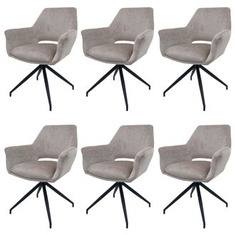 Hhg Nunca Usado] Juego De 6 Sillas De Comedor Hhg 745, Silla De Cocina Silla Con Reposabrazos, Posici&oacute;n Autom&aacute;tica Giratoria, Tela Met&aacute;lica Mvg, Topo