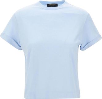 Gran Sasso Tops, Dames, Blauw, M, Katoen, T-shirt met ronde hals