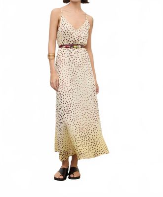 ottod'Ame Crossed Shoulder Straps Slip Long Dress In Yellow/brown Spots