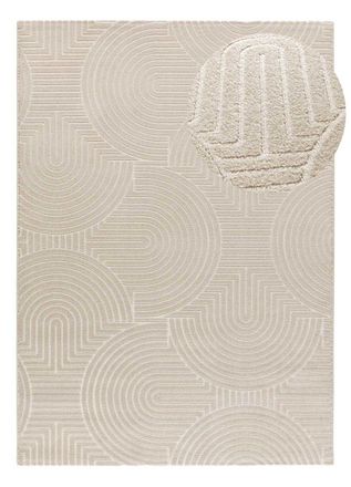 Atticgo Alfombra con relieve geom&eacute;trica blanco/crema 133x190 cm