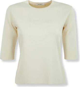 Max Mara Rondgebreide trui - Dames - Ronde hals truien - Beige - S - Leer - Truien & Vesten