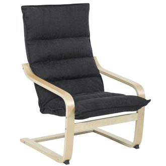 HOMCOM Homcom Sill&oacute;n De Sal&oacute;n Moderno Butaca De Sal&oacute;n Con Respaldo Alto Reposabrazos Y Patas De Madera Tapizado En Terciopelo Negro