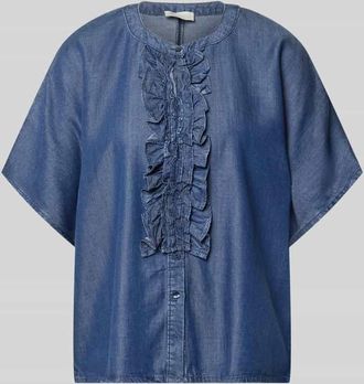 Milano Milano Italy Relaxed Fit Bluse in Denim-Optik mit R&uuml;schen in Marine, Gr&ouml;&szlig;e 36