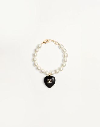 Valentino Garavani Coeur Royal Bracelet In Metal, Enamel And Beads Wo