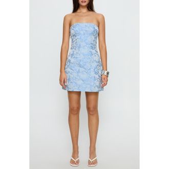 Princess Polly Cross Your Heart Brocade Strapless Party Dress in Baby Blue at Nordstrom, Size 10