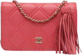 Chanel Pre-owned Quilted Lambskin Double Stitch Tassel Wallet On Chain - - Pre-owned - Donna - Rosa - ONE SIZE