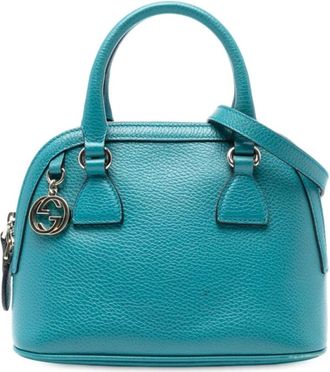 Gucci Pre-owned Handbags, female, Blue, Size: ONE SIZE Pre-owned Leather Top Handle Bag