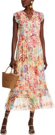 Johnny Was Mazzy Tie Sleeveless Maxi Dress In Leafy Multi