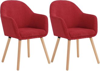 Woltu 2x Sillas De Comedor Sillas De Cocina Giratorias Con Patas De Metal Para Comedor. Asiento De Pana. Patas De Madera. Rojo - Woltu