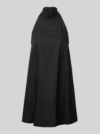 Topshop Minikleid aus Leinen-Mix mit Neckholder Modell SARA in Black, Gr&ouml;&szlig;e 34
