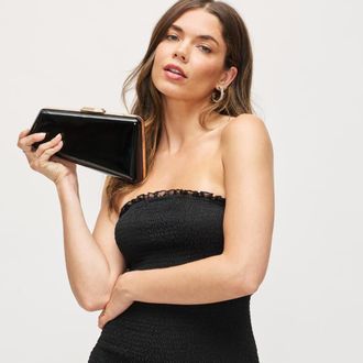 Urban Expression Irene - Patent Asymmetrical Evening Bag in Black at Nordstrom
