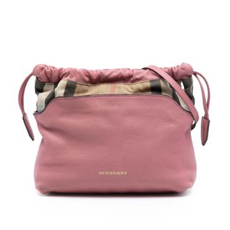 Burberry Tweedehands House Check Canvas en Kalfsleer Little Crush Schoudertas