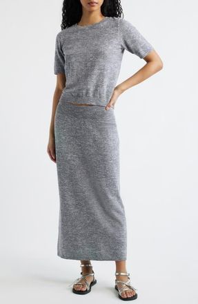 Free People Isabella Cotton & Linen Knit Sweater & Maxi Skirt Set in Steel Grey Combo at Nordstrom, Size X-Small