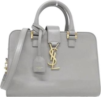 Saint Laurent Pre-owned Handbags, female, Gray, Size: ONE SIZE Pre-owned Leather Handbag