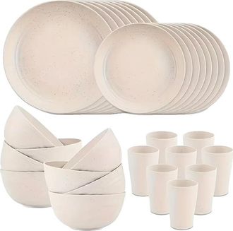OEM Set Di Stoviglie Da 32 Pezzi, In Plastica Resistente, Adatto Per Uso Domestico E Professionale - Bianco
