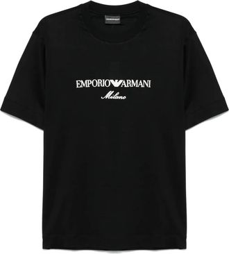Emporio Armani T-shirt met geborduurd logo - Zwart