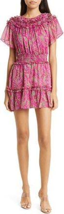 Misa Siobahn Paisley Ruffle Dress in Fuschia Paisley at Nordstrom Rack, Size X-Large