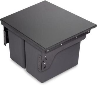 Emuca Contenedor De Reciclaje Para Fijaci&oacute;n Lateral En Mueble De Cocina Recycle 2x24litros, Acero, Pl&aacute;stico Gris Antracita - Emuca