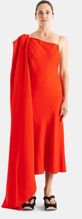 Balenciaga Womens Asymmetric Draped Red Dress