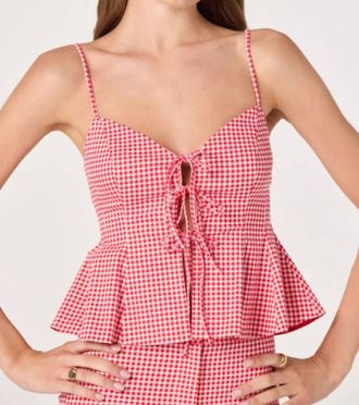 Astr Alma Gingham Top In Red