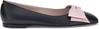 Valentino Garavani Bowow Leren Ballerinas met Contrasterende Strik - Dames - Ballerinas - Zwart - 39 EU - Leer - Schoenen