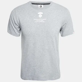 A Bathing Ape Grey Aape Universe Print Cotton Crew Neck T-Shirt