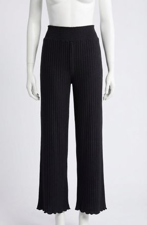Z Supply Dawn Smocked Rib Pant In Black Sand