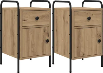 vidaXL Mesa De Noche 2 Uds. Roble Artisan 35 X 36,5 X 61 Cm Vidaxl