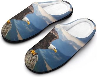 Generic Ea-gles in Forests Womens Slippers Warm House Slippers Indoor House Shoes with Anti-Skid Rubber Sole