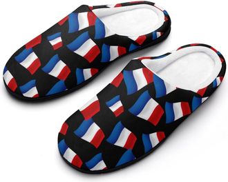 Generic France Flag Mens Slippers Memory Foam Winter Warm Sandals Slip On House Shoes Size 7-14