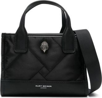 Kurt Geiger Tassen, Dames, Zwart, ONE Size, Satijn, Gewatteerde Panel Zwart Tas
