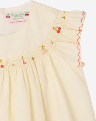 BONPOINT Girls Dress Amantine Cotton Ivory Organic