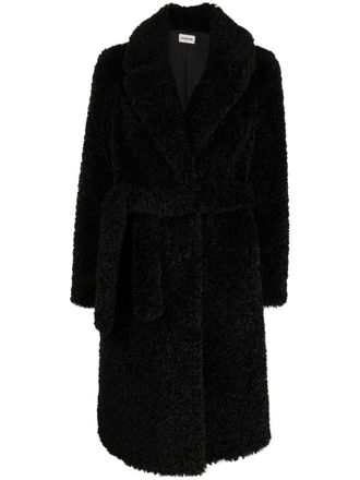 P.A.R.O.S.H. belted faux-shearling coat - women - Polyester/Polyester/Viscose - M - Black