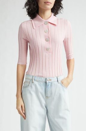 Nackiy&eacute; Sugarman Rib Wool Merino Polo in Rose at Nordstrom, Size Medium