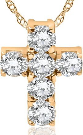 Pompeii3 1ct Diamond Cross Pendant 14K Yellow Gold 1/2 Tall